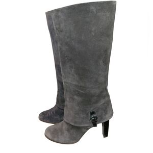 Delman Gaiety-S Black Suede Knee-High Boots SZ 8